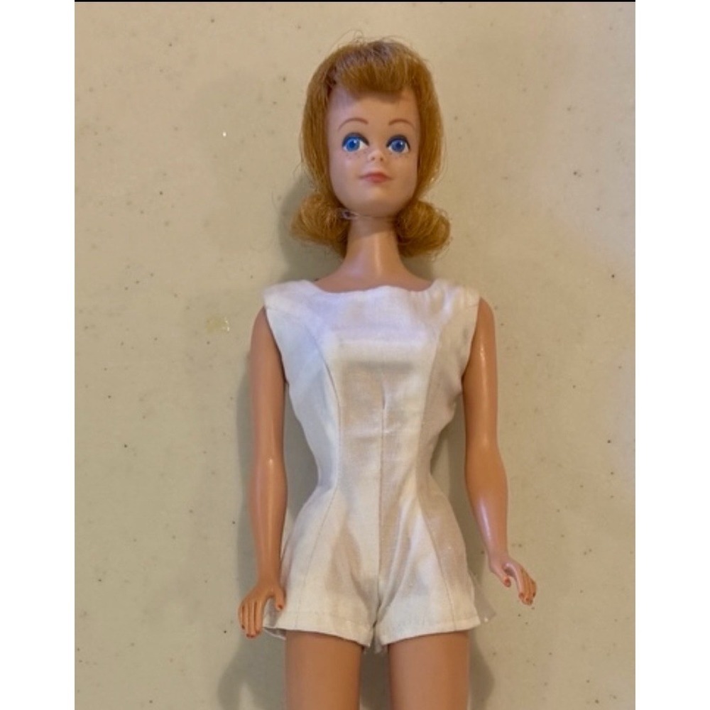 Vintage 1960s Mattel Midge Doll Freckles Straight Legs Japan Playsuit